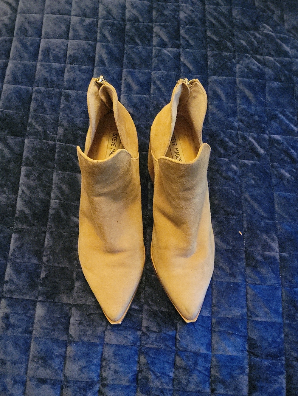 Steve Madden Beige Suede Pointed Ankle Booties
